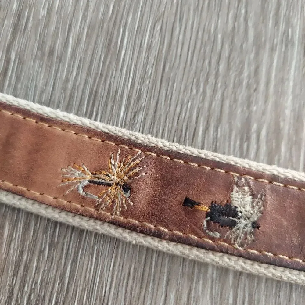 Zeppelin USA Made Leather on Canvas Fishing Hook Belt Solid Brass Buckle 38